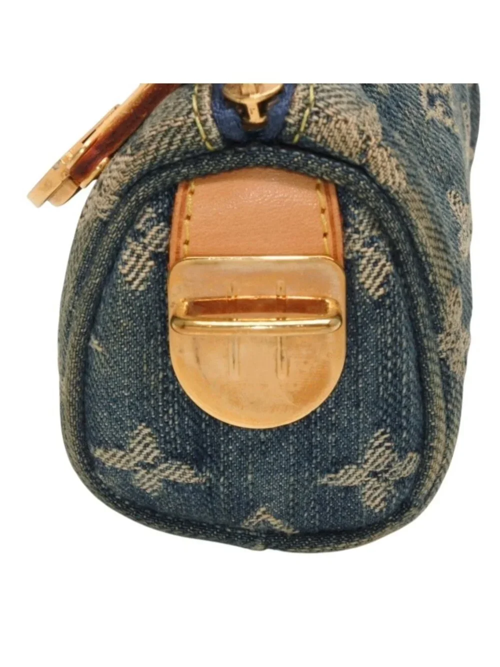 Louis Vuitton Monogram Denim Mini Trousse Speedy PM Strap Blue Handbag
